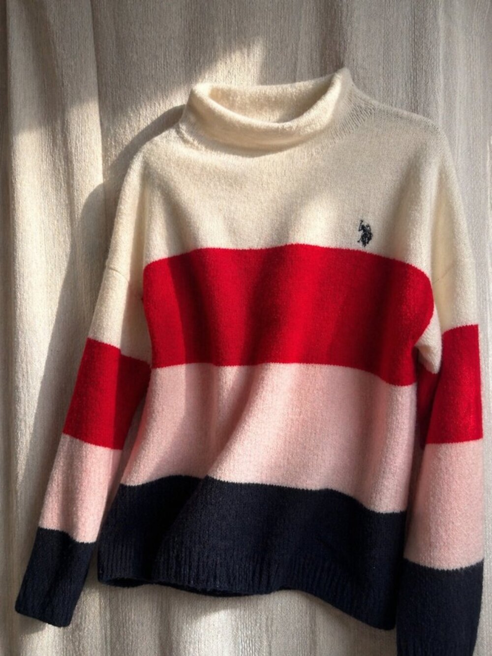 Ralph Lauren Navy Red Pink Color Block Sweater Preppy Knit Women's S - Picture 5 of 5